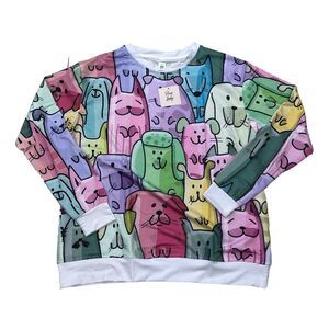 Pixie Lady Lightweight Sweatshirt Dogs Size M Medium Colorful